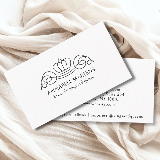Carte De Visite Elégant, royal, blanc salon (Elegant, royal, salon white crown business card )