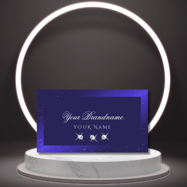 Carte De Visite Élégant Royal Blue Sparkling Diamonds Professionne (Créateur téléchargé)