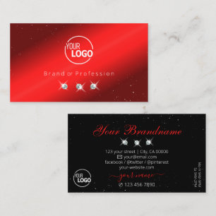 Carte De Visite Élégant Ruby Rouge noir diamants étincelants Ajout
