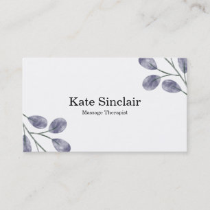 Carte De Visite Elegant Rustic Minimal Greenery Massage Therapist 
