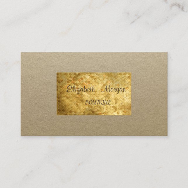 Carte De Visite Elégant Rustique, Kraft, Séquins d'or (Devant)