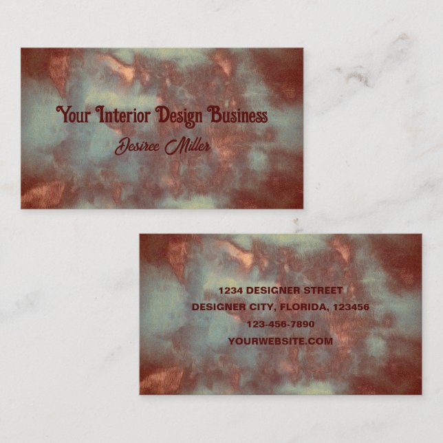 Carte De Visite Elégant rustique Turquoise Pays Brown Texture (Devant / Derrière)