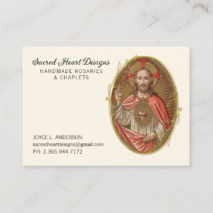 Carte De Visite Élégant Sacré Coeur Jésus Religieux