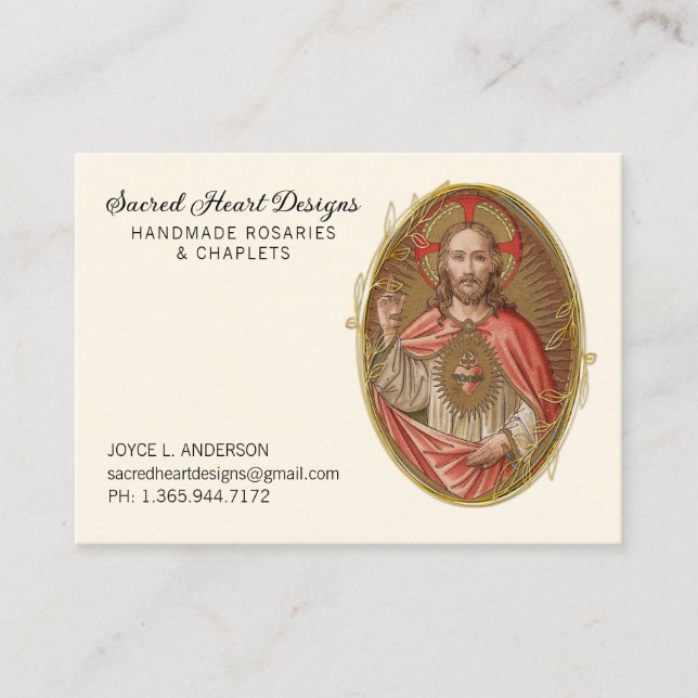 Carte De Visite Élégant Sacré Coeur Jésus Religieux (Devant)