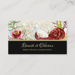 Carte De Visite Elégant salon de beauté et de cheveux Floral Rose