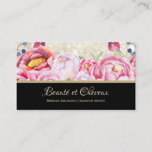 Carte De Visite Élégant salon de beauté et de coiffure à la floral