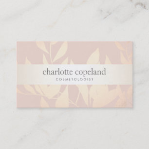 Carte De Visite Elégant Salon de Beauté Feuille Gold & Spa Muted R