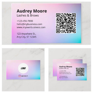 Carte De Visite Élégant salon de beauté Lashes Brows Logo QR Code
