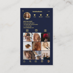 Carte De Visite Elégant salon de cheveux QR Code Instagram Photo G
