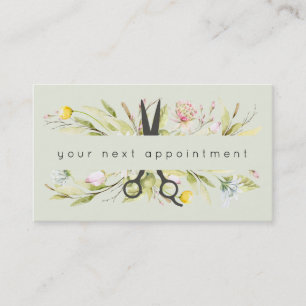 Carte De Visite Elégant Salon Floral Ciseaux Logo Rendez-vous