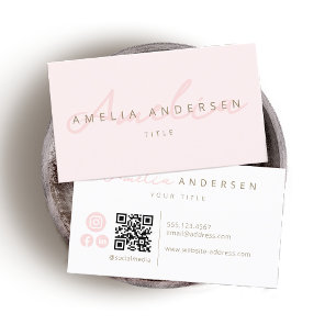 Carte De Visite Élégant Script Blush Pink