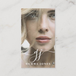 Carte De Visite Élégant Script Calligraphie Monogramme Logo & Phot