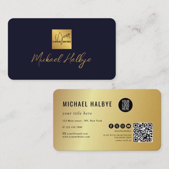 Carte De Visite Elegant Script Calligraphy Modern LogoProfessional (Devant / Derrière)