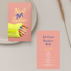 Carte De Visite Élégant Script Clou Artiste Manicuriste Blush Rose