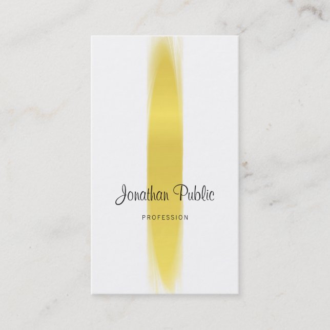 Carte De Visite Élégant script de calligraphie Gold Plain Luxe ten (Devant)