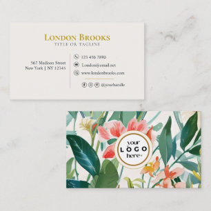 Carte De Visite Élégant script floral or Social Media Business