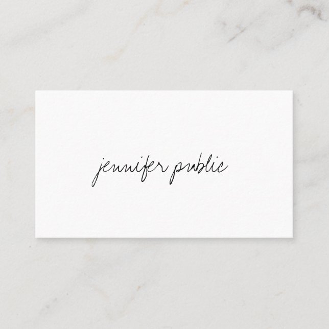 Carte De Visite Élégant Script Main Professionnel Simple Moderne (Devant)