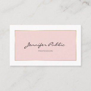 Carte De Visite Élégant script manuscrit tendance Pink Gold Plain