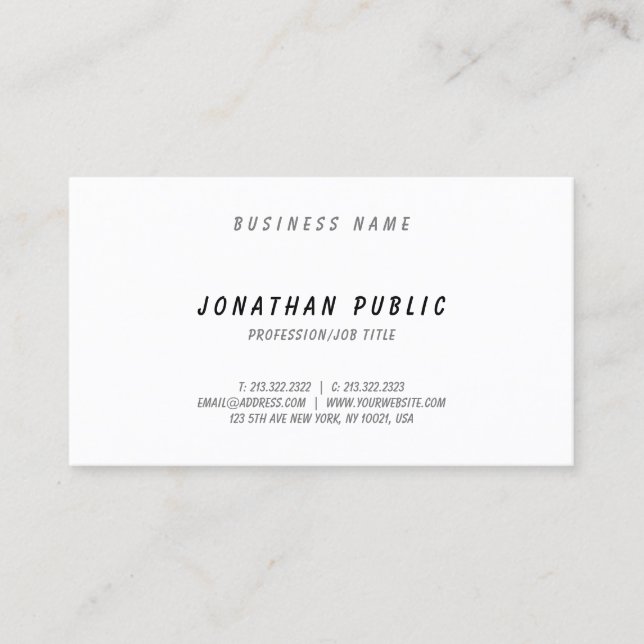 Carte De Visite Élégant Script Moderne À Main Simple Joli Design (Devant)