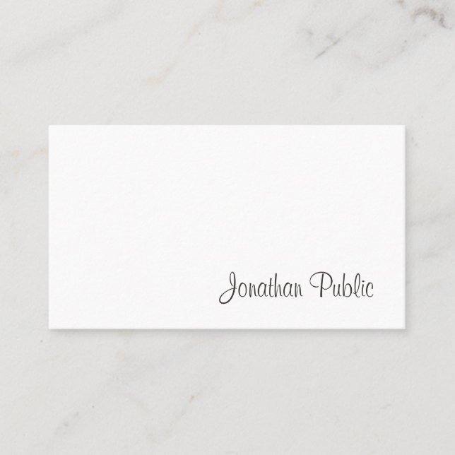 Carte De Visite Élégant Script moderne Professionnel Smart Chic (Devant)