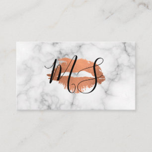 Carte De Visite Élégant Script Monogramme Glamor Kiss Marbre