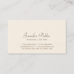 Carte De Visite Élégant Script Professional Luxe Signature Cream