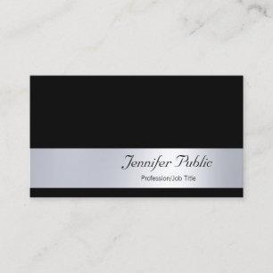 Carte De Visite Élégant Script professionnel glamour Silver Plain