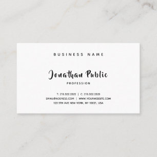 Carte De Visite Élégant Script professionnel Moderne Sleek Plain