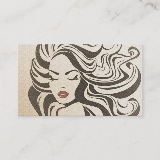 Carte De Visite Élégant Sepia Chic Wavy Hairstyle extensions de ch (Devant)
