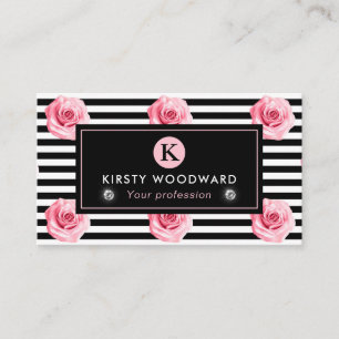 Carte De Visite Élégant Shabby Chic Rose rose et noir Motif