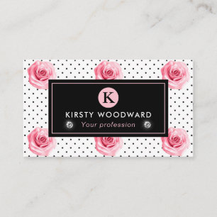 Carte De Visite Élégant Shabby Chic Rose rose et noir Motif