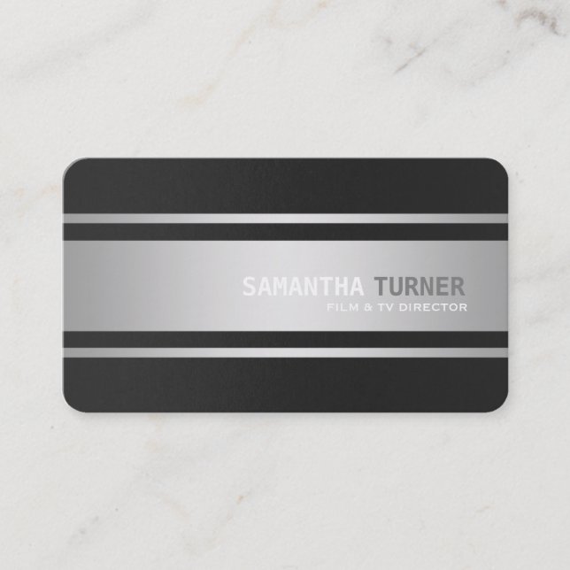 Carte De Visite Elégant Silver Black Texté Professionnel Personnal (Devant)