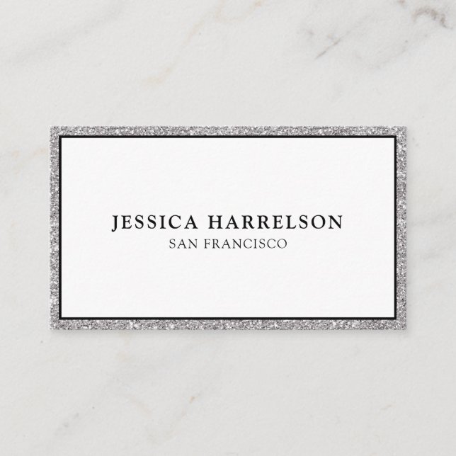 Carte De Visite Elegant Silver Glitter (Devant)