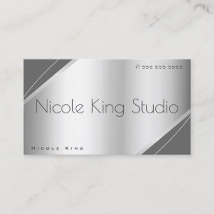 Carte De Visite Élégant Silver Grey Black Glam Style Professionnel