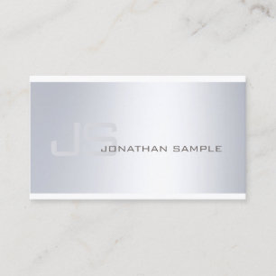 Carte De Visite Elégant Silver Look Plain Luxe Moderne Monogramme