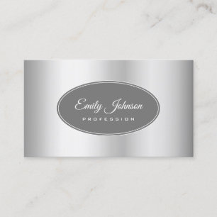 Carte De Visite Elégant Silver Silver élégant Cadre Cercle Gris