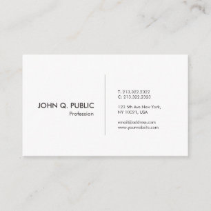 Carte De Visite Élégant Simple Blanc Plain Moderne Professionnel