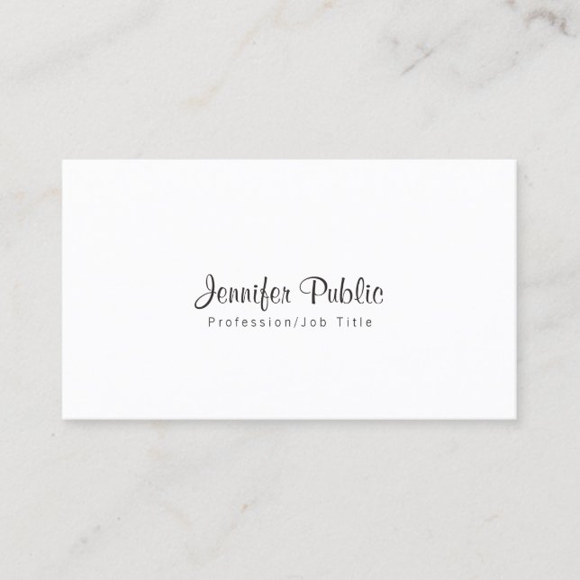 Carte De Visite Élégant Simple Chic Blanc Moderne Professionnel (Devant)