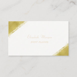 Carte De Visite Élégant simple Faux Gold Foil Broke, Blanc