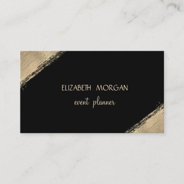 Carte De Visite Elégant Simple Faux Gold, Noir (Devant)