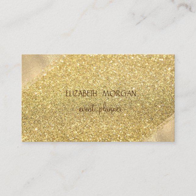 Carte De Visite Elégant Simple Faux Gold Parties scintillant Bokeh (Devant)