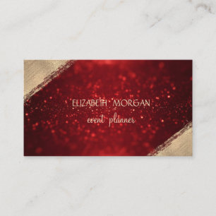 Carte De Visite Elégant Simple Faux Gold, Red Parties scintillant 