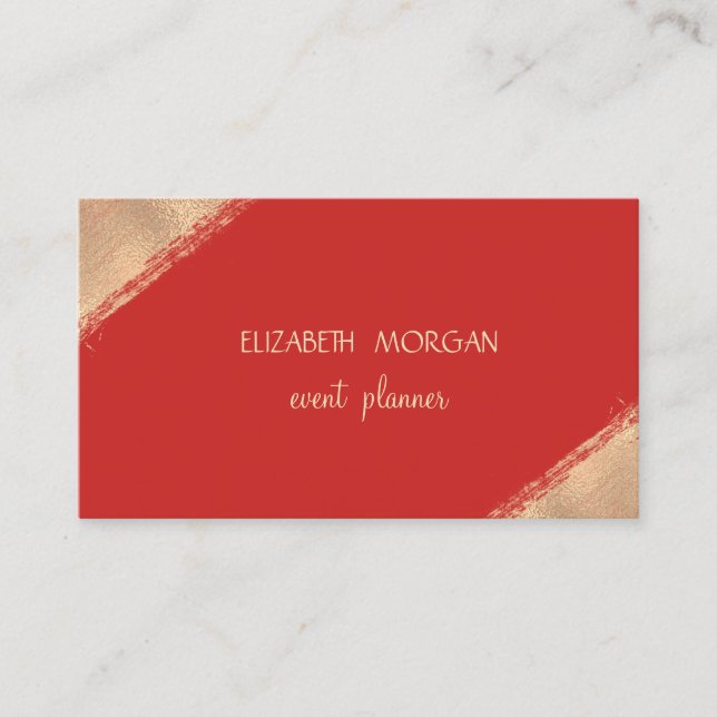 Carte De Visite Elégant Simple Faux Gold, Rouge (Devant)