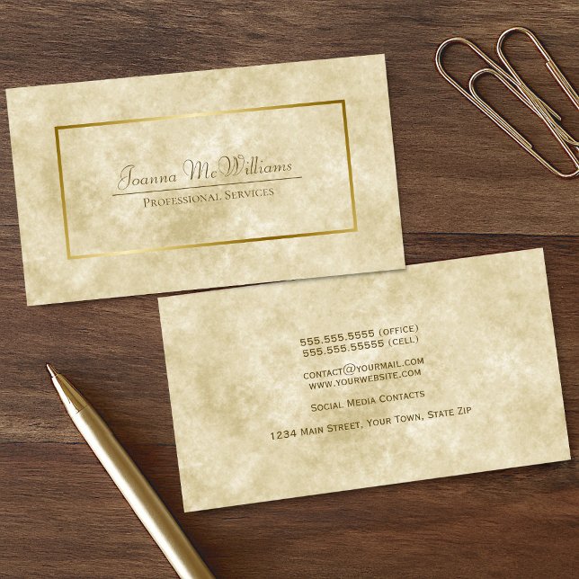 Carte De Visite Élégant Simple Ivory & Gold Professionnel (Front/Back)
