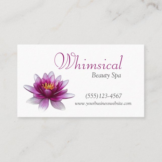 Carte De Visite Élégant simple Lotus Flower Spa de beauté (Devant)