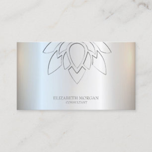Carte De Visite Élégant simple Lotus Silver Metallic