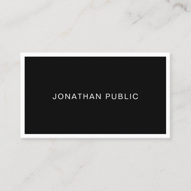 Carte De Visite Élégant Simple Noir & Blanc Modèle moderne (Devant)