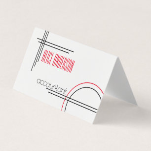 Carte De Visite Elégant simple rouge noir blanc géométrique modern