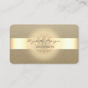Carte De Visite Élégant Simple,Rustique,Rayure Kraft,Lotus Doré