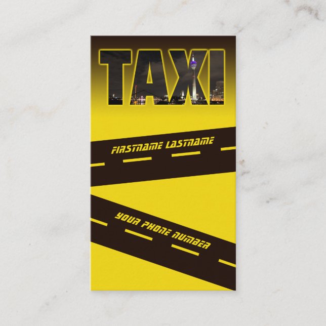 Carte De Visite Elégant skyline TAXI pour chauffeur de taxi (Devant)